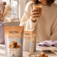 ROOTIN Salted Caramel mushroom coffee morning ritual