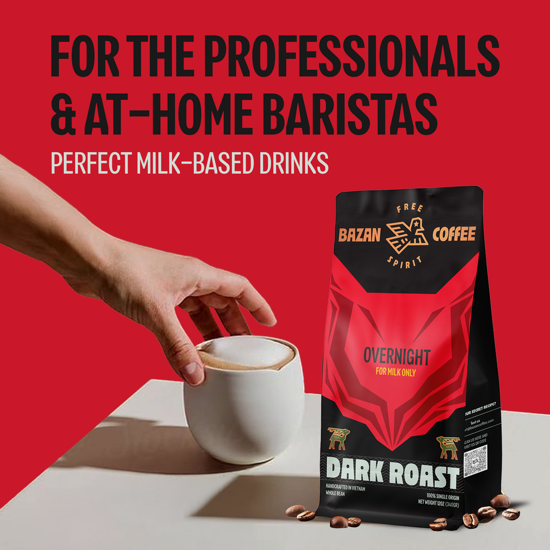 Premium Strong Vietnamese Blend, Ground, Dark Roast, Bold Espresso Flavor, Ideal with Milk, Overnight Blend, 12oz - Coffee