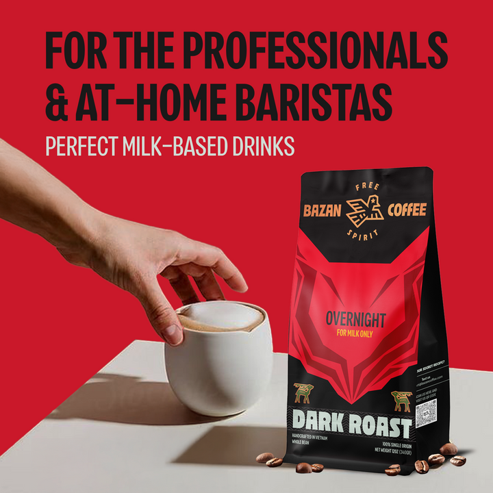 Premium Strong Vietnamese Blend, Ground, Dark Roast, Bold Espresso Flavor, Ideal with Milk, Overnight Blend, 12oz - Coffee