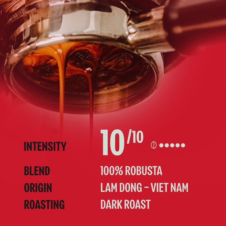 Too Strong, Premium Vietnamese Robusta Whole Bean Coffee, Dark Roast, High Caffeine, Bold Espresso Flavor, Low Acidity, Perfect with Milk, 12oz Bag