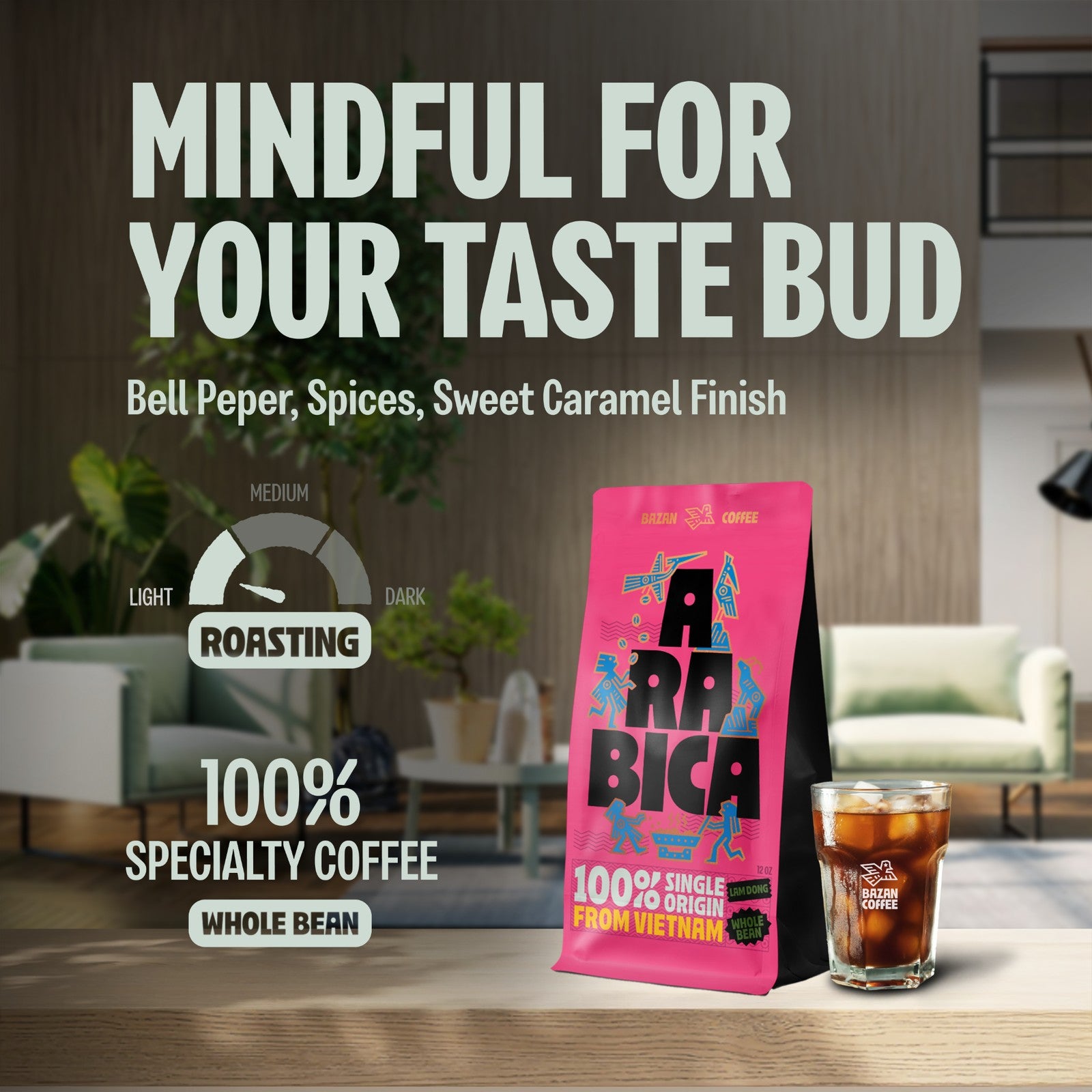 Specialty Arabica Vietnam, Notes of Caramel, Spices & Bell Pepper, Whole Bean