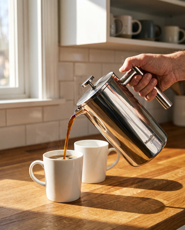 PRESS ONCE.<br>POUR FOR ALL.