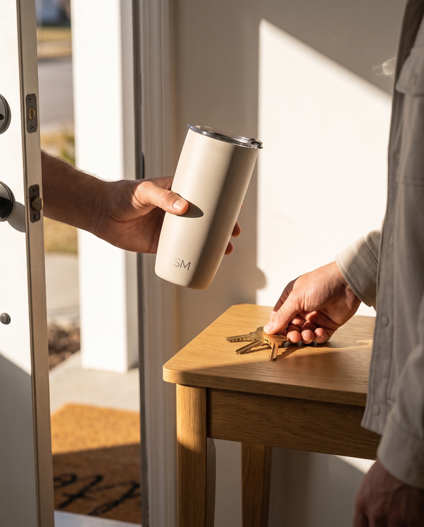 PHIN AT HOME.<br>SIP ON THE ROAD.