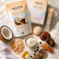 ROOTIN Toasted Coconut with the 6 functional mushrooms and MCT