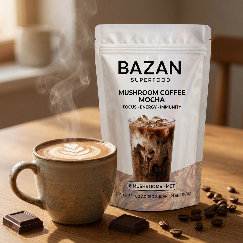 Hot Bazan mocha mushroom latte
